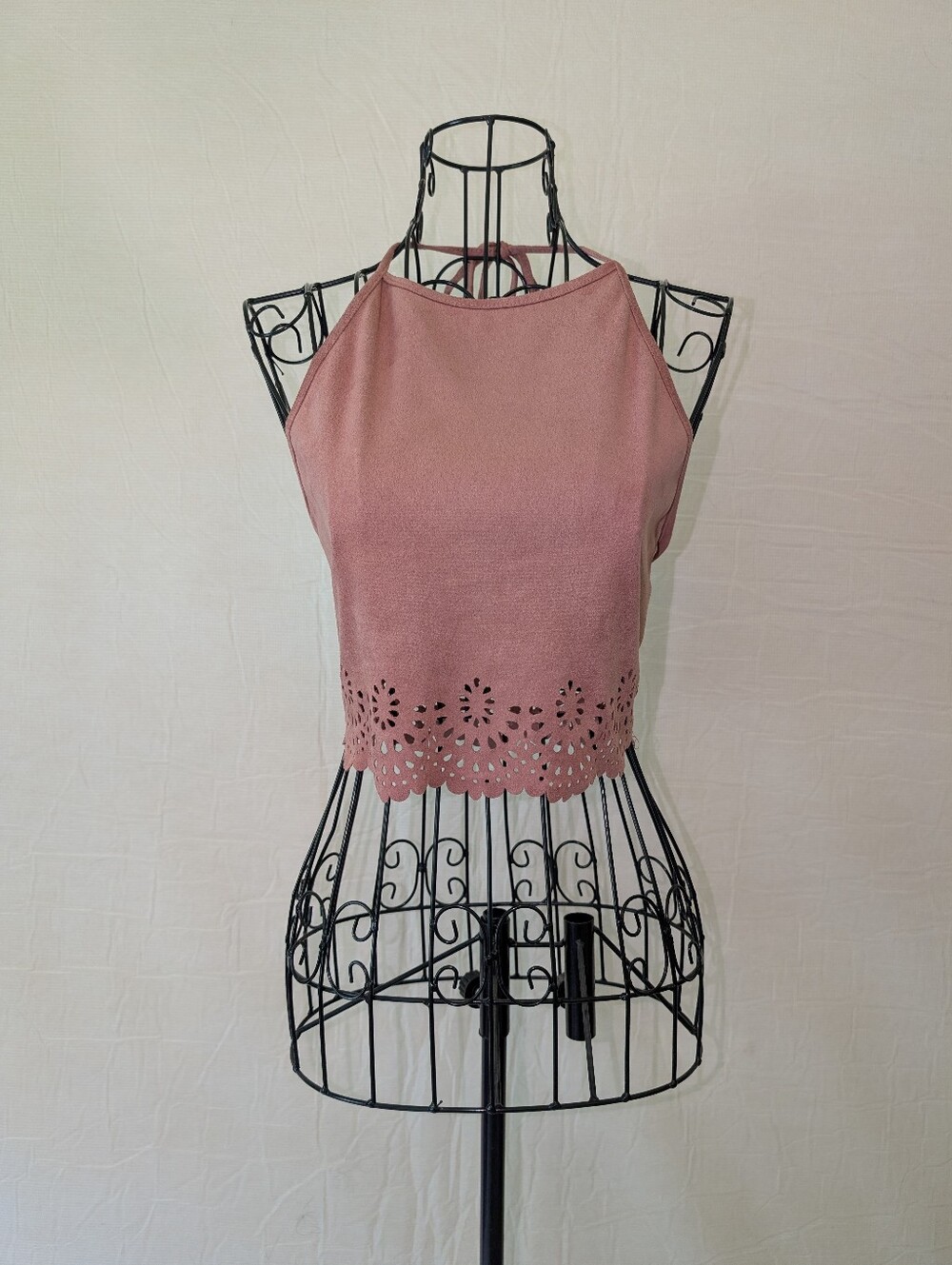 Pink Backless Velvet Top